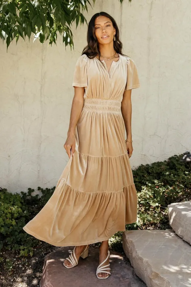 Marlowe Velvet Dress In Champagne Champagne Women Bohme Dresses