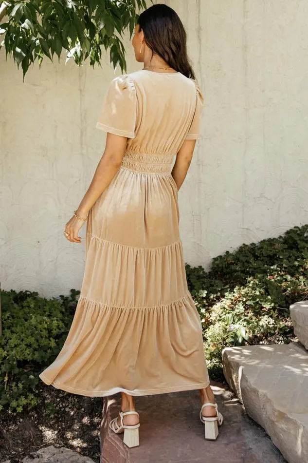 Marlowe Velvet Dress In Champagne Champagne Women Bohme Dresses