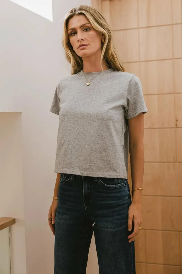 Mason Crewneck TShirt In Grey Grey Women Bohme Tees and Tanks