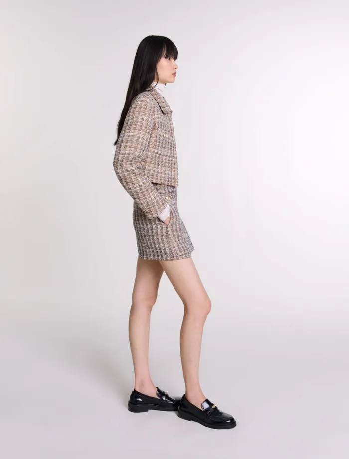 Matching Sets Women Maje Short Tweed Jacket Brown
