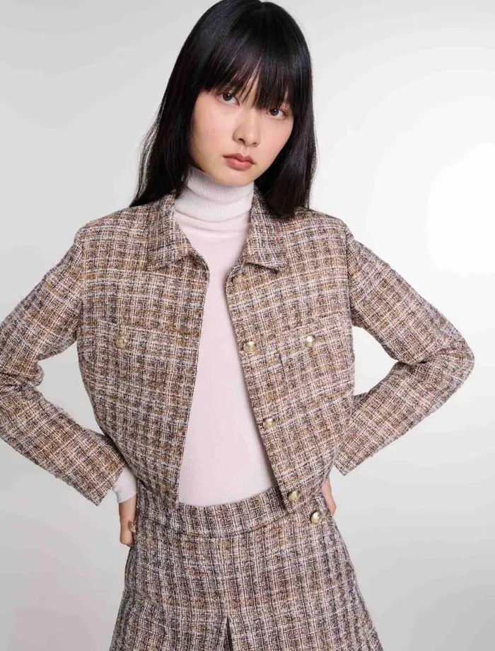 Matching Sets Women Maje Short Tweed Jacket Brown