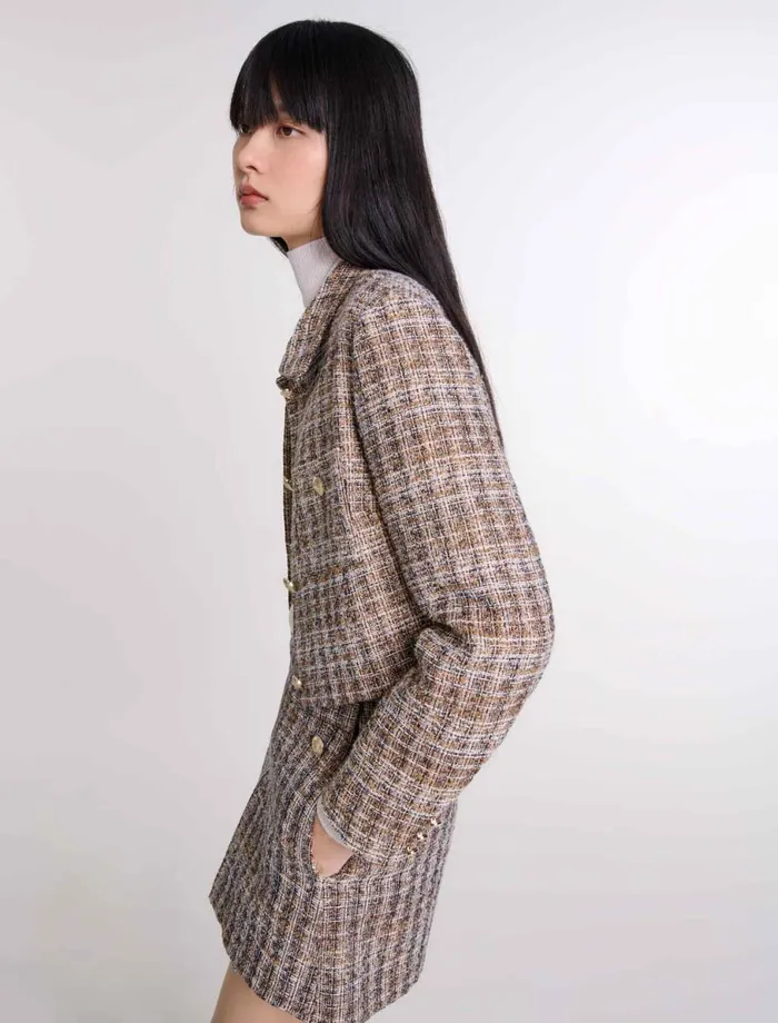 Matching Sets Women Maje Short Tweed Jacket Brown