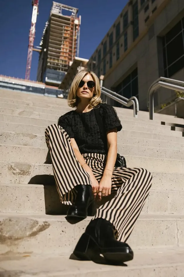 Max Striped Pants Black Women Bohme Pants