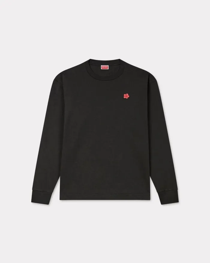 Men 039Boke Flower039 Embroidered Long Sleeve Tshirt In Cotton Black Kenzo Tshirts And Polos