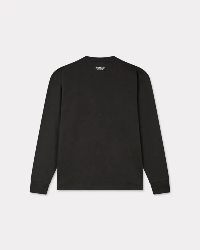 Men 039Boke Flower039 Embroidered Long Sleeve Tshirt In Cotton Black Kenzo Tshirts And Polos
