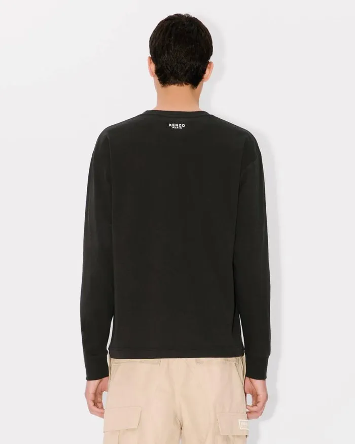 Men 039Boke Flower039 Embroidered Long Sleeve Tshirt In Cotton Black Kenzo Tshirts And Polos