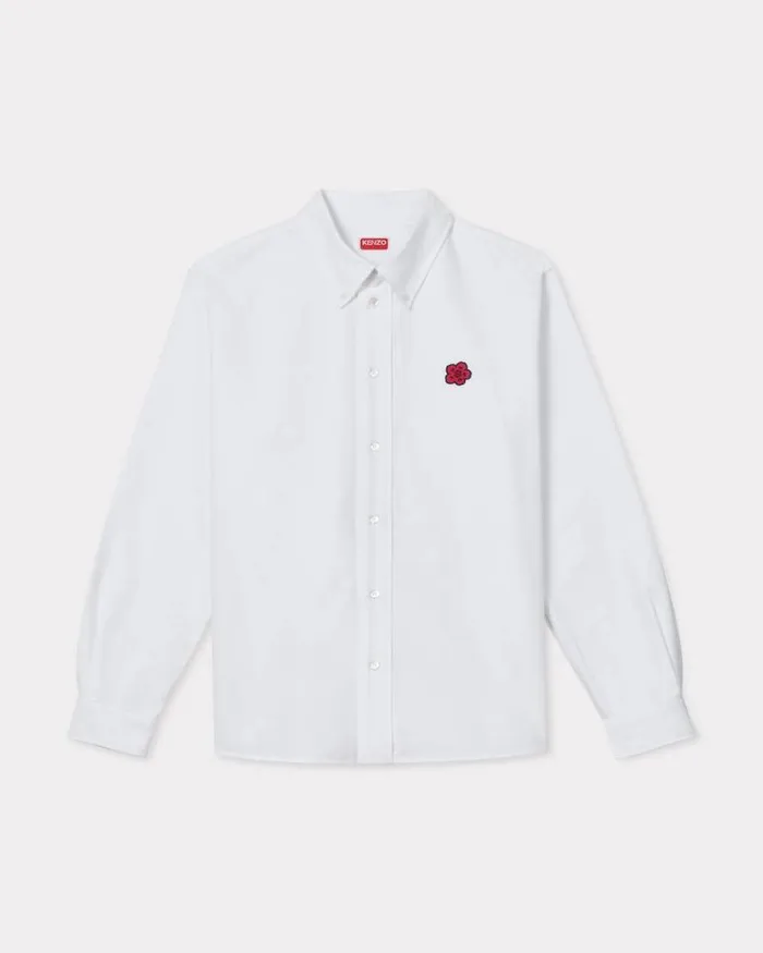 Men 039Boke Flower039 Embroidered Shirt In Oxford Cotton White Kenzo Shirts