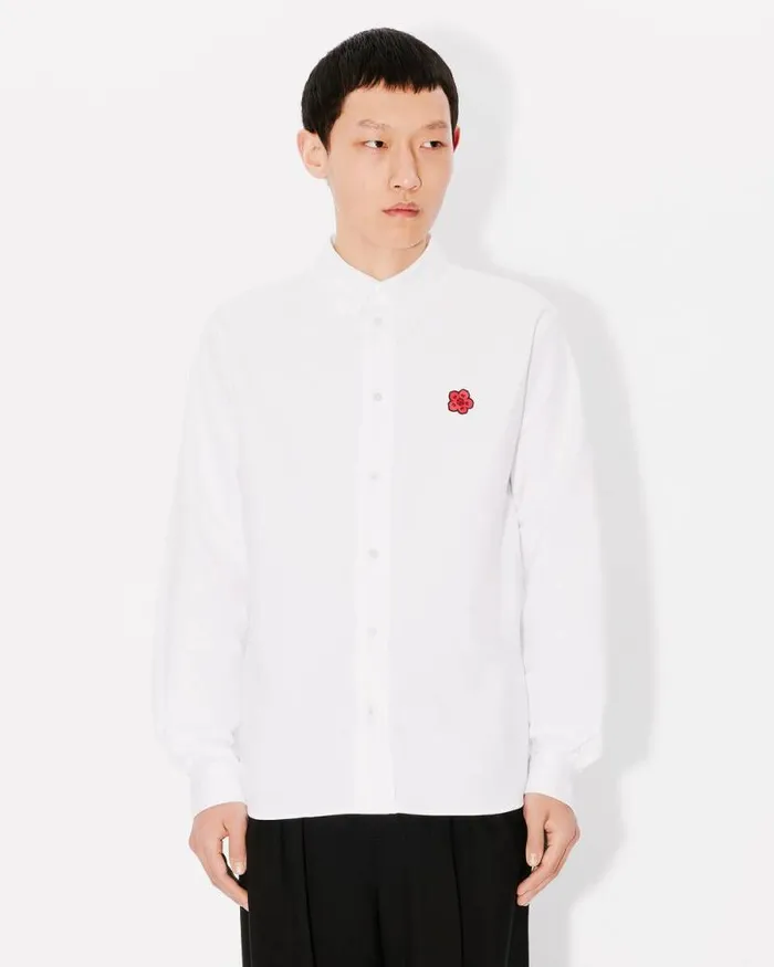 Men 039Boke Flower039 Embroidered Shirt In Oxford Cotton White Kenzo Shirts