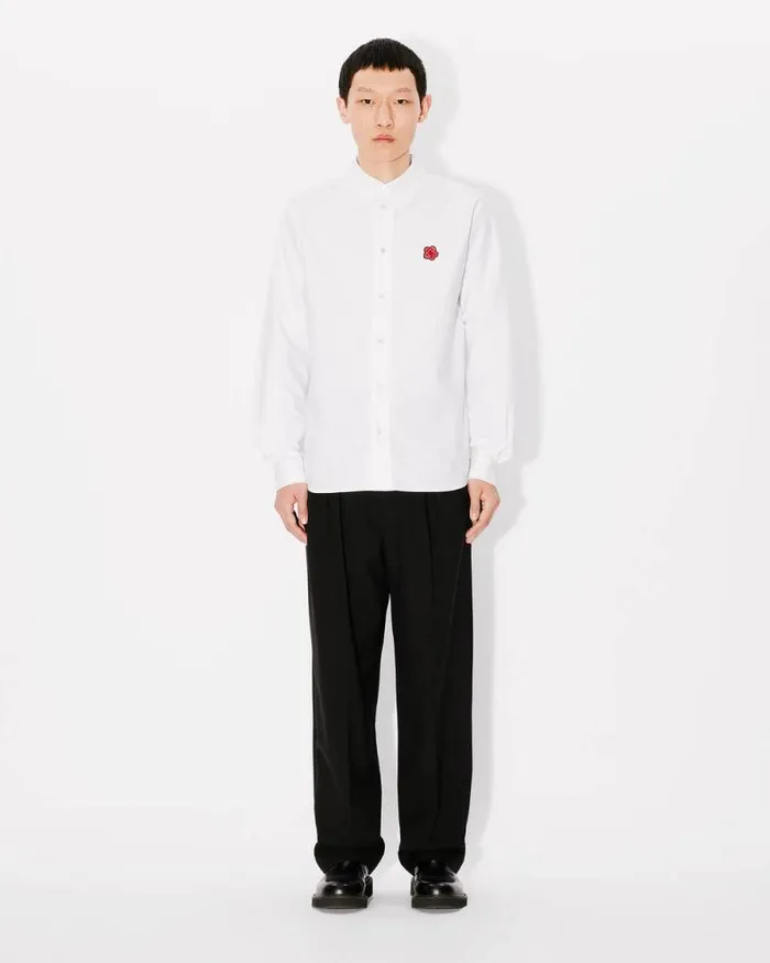 Men 039Boke Flower039 Embroidered Shirt In Oxford Cotton White Kenzo Shirts