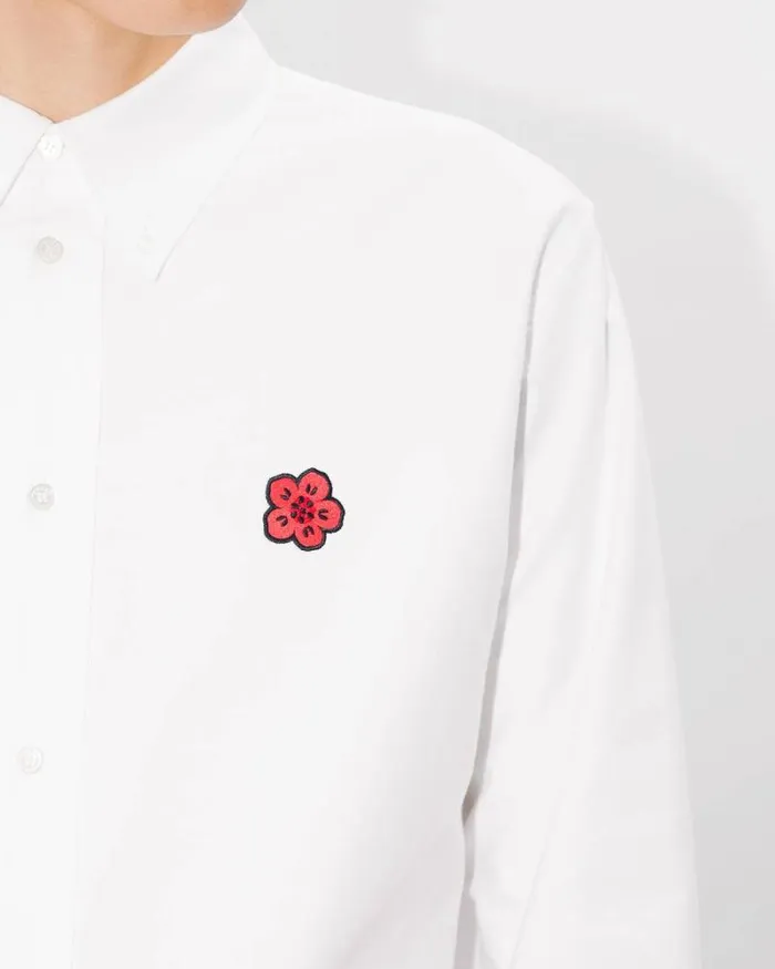 Men 039Boke Flower039 Embroidered Shirt In Oxford Cotton White Kenzo Shirts