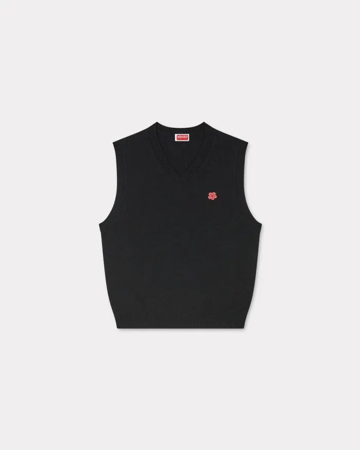 Men 039Boke Flower039 Embroidered Sleeveless Jumper In Wool Black Kenzo Sweaters And Cardigans Men 039Boke Flower039 Embroidered Sleeveless Jumper In Wool Black Kenzo Sweaters And Cardigans