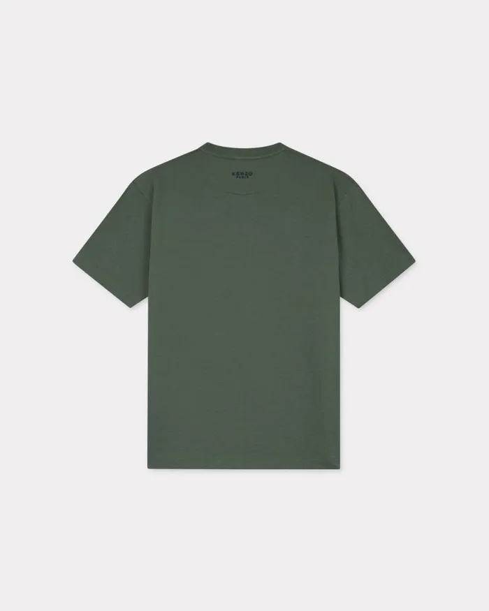 Men 039Boke Flower039 Embroidered Tshirt In Cotton Dark Khaki Kenzo Tshirts And Polos