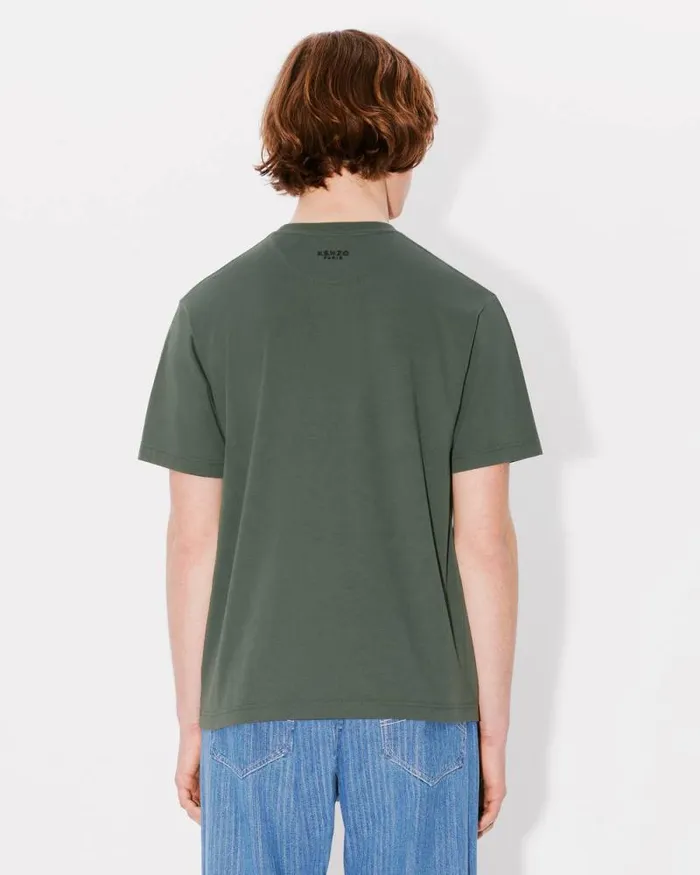 Men 039Boke Flower039 Embroidered Tshirt In Cotton Dark Khaki Kenzo Tshirts And Polos