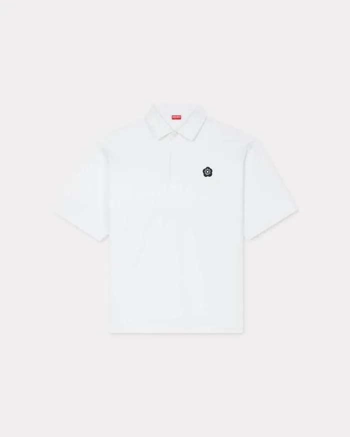Men 039Boke Flower 20039 Embroidered Polo In Cotton White Kenzo Tshirts And Polos