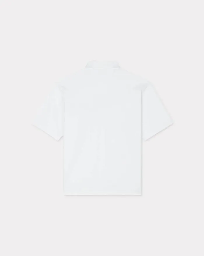 Men 039Boke Flower 20039 Embroidered Polo In Cotton White Kenzo Tshirts And Polos