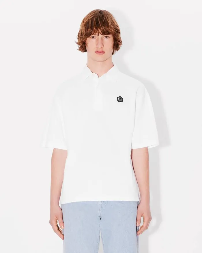 Men 039Boke Flower 20039 Embroidered Polo In Cotton White Kenzo Tshirts And Polos