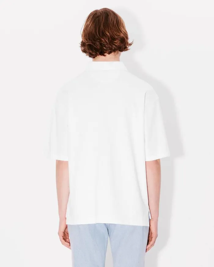 Men 039Boke Flower 20039 Embroidered Polo In Cotton White Kenzo Tshirts And Polos