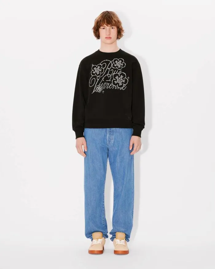 Men 039KENZO Constellation039 Embroidered Sweatshirt In Cotton Black Kenzo Sweatshirts And Hoodies