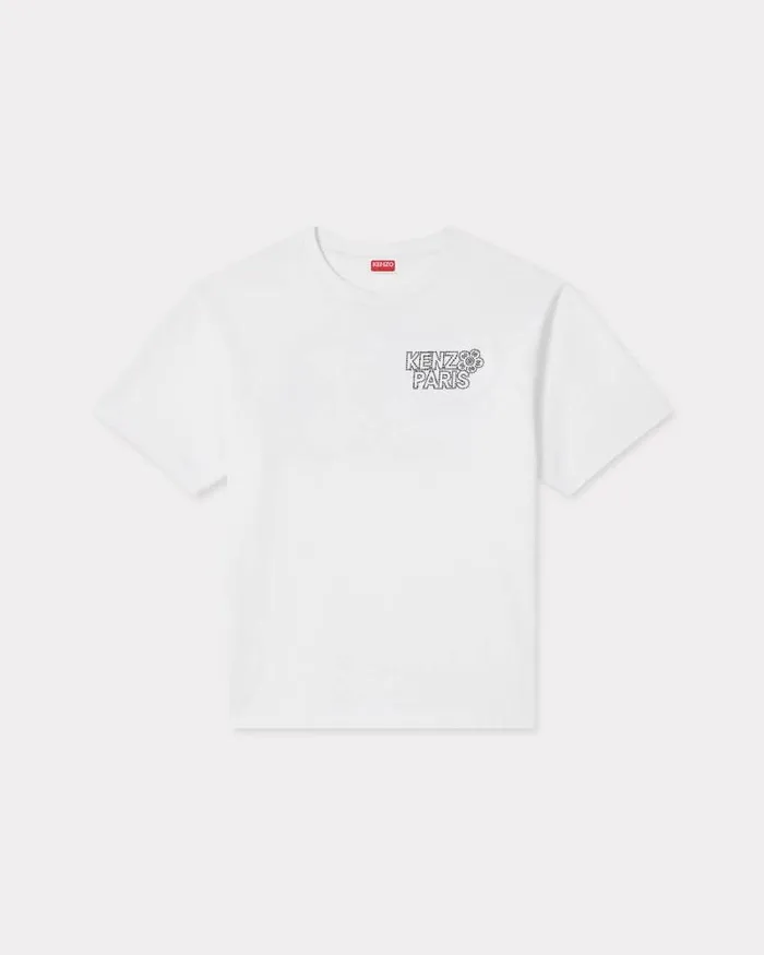 Men 039KENZO Constellation039 Oversized Embroidered Tshirt In Cotton Off White Kenzo Tshirts And Polos Men 039KENZO Constellation039 Oversized Embroidered Tshirt In Cotton Off White Kenzo Tshirts And Polos