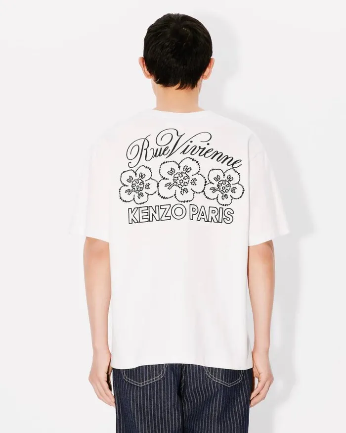 Men 039KENZO Constellation039 Oversized Embroidered Tshirt In Cotton Off White Kenzo Tshirts And Polos