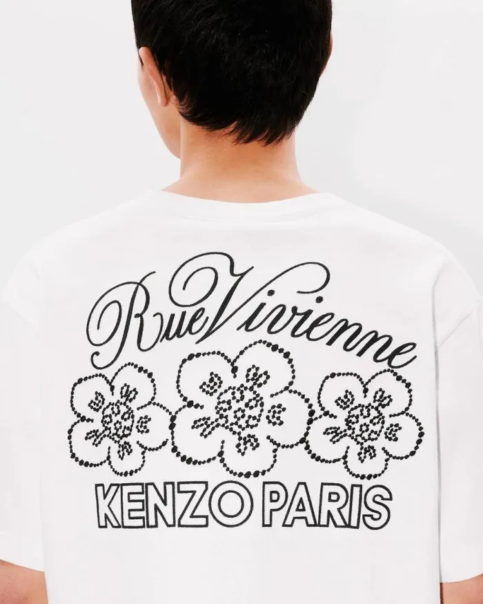 Men 039KENZO Constellation039 Oversized Embroidered Tshirt In Cotton Off White Kenzo Tshirts And Polos