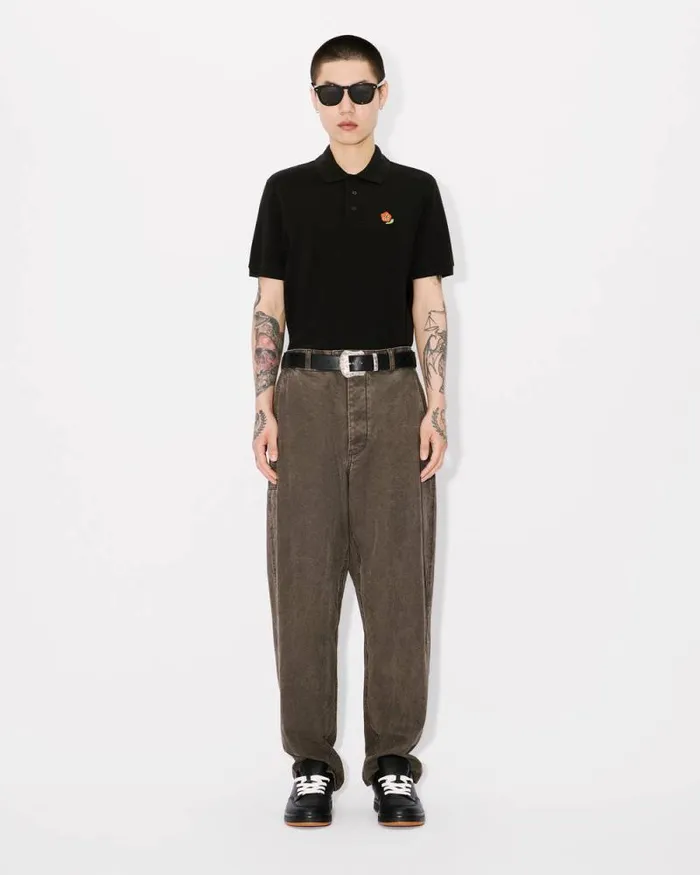 Men 039KENZO Pop039 Embroidered Slim Polo In Cotton Black Kenzo Tshirts And Polos