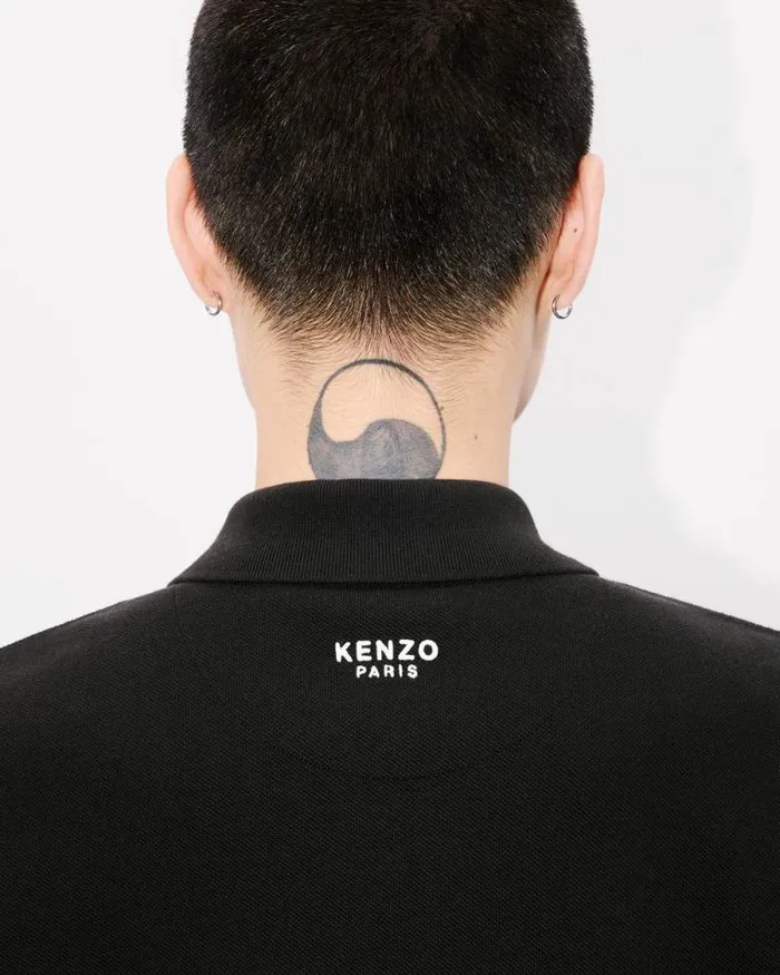 Men 039KENZO Pop039 Embroidered Slim Polo In Cotton Black Kenzo Tshirts And Polos