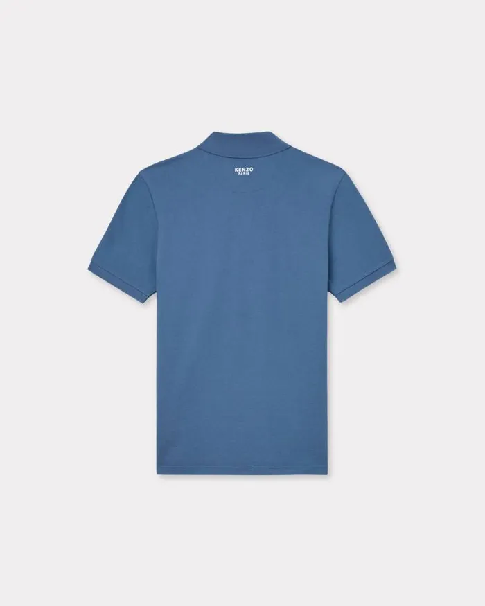 Men 039KENZO Pop039 Embroidered Slim Polo In Cotton Blue Kenzo Tshirts And Polos