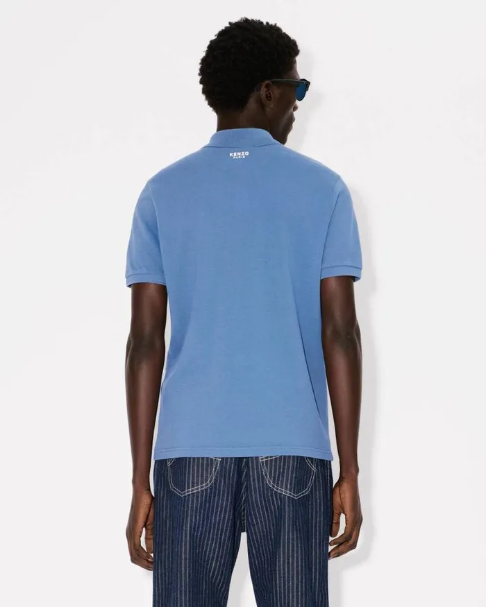 Men 039KENZO Pop039 Embroidered Slim Polo In Cotton Blue Kenzo Tshirts And Polos
