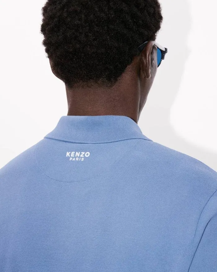 Men 039KENZO Pop039 Embroidered Slim Polo In Cotton Blue Kenzo Tshirts And Polos