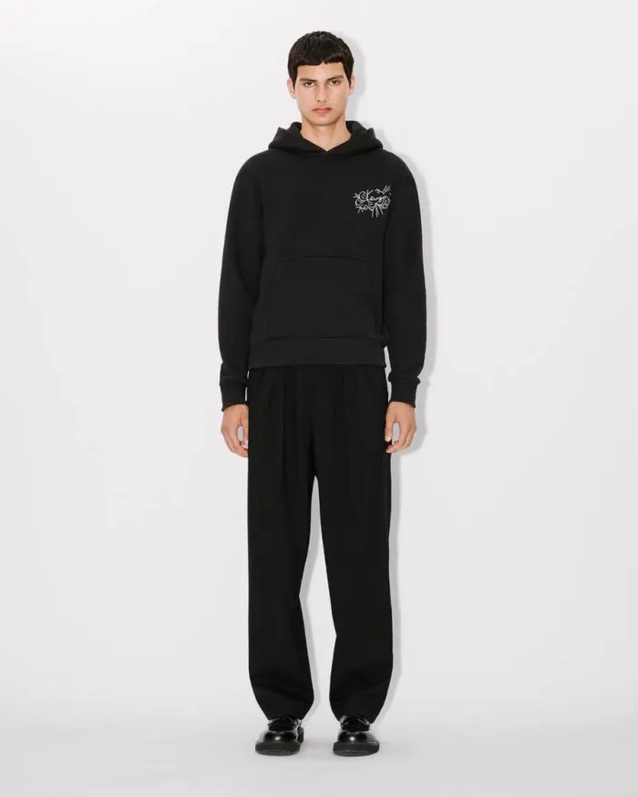 Men 039KENZO Star Tiger039 Embroidered Hoodie In Cotton Black Kenzo Sweatshirts And Hoodies