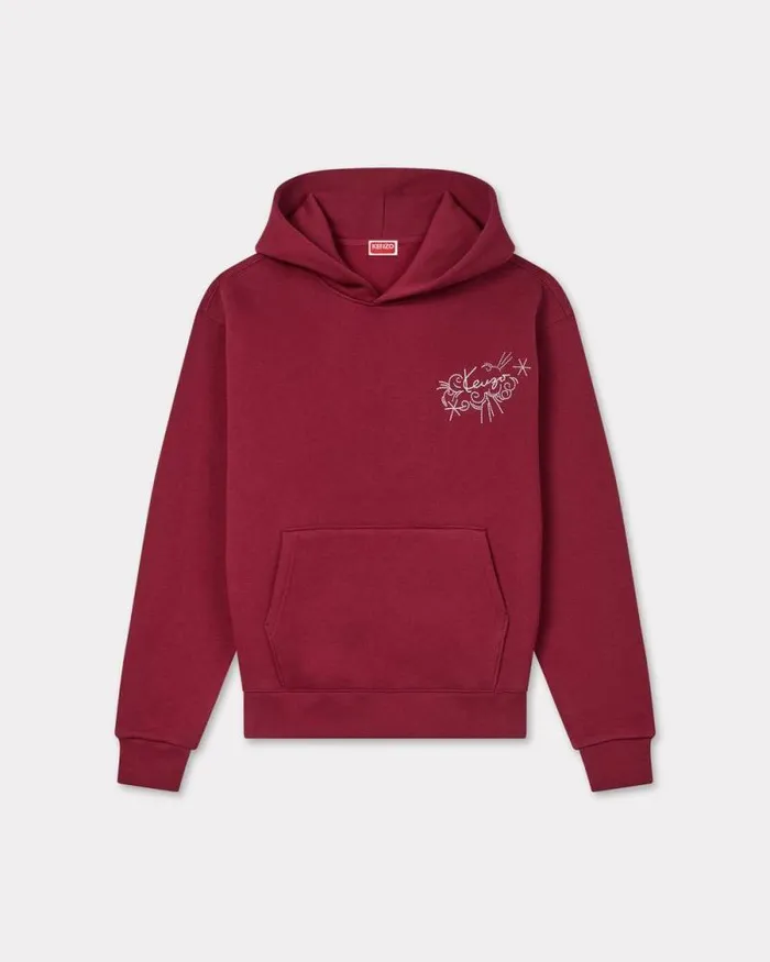 Men 039KENZO Star Tiger039 Embroidered Hoodie In Cotton Bordeaux Kenzo Sweatshirts And Hoodies Men 039KENZO Star Tiger039 Embroidered Hoodie In Cotton Bordeaux Kenzo Sweatshirts And Hoodies