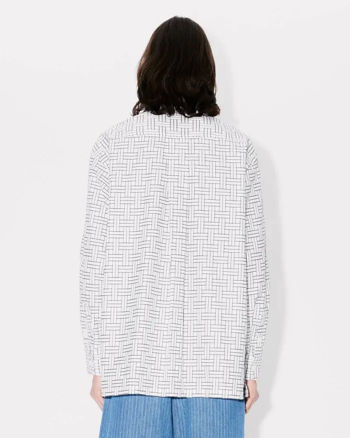 Men 039KENZO Weave039 Oversized Shirt White Kenzo Shirts