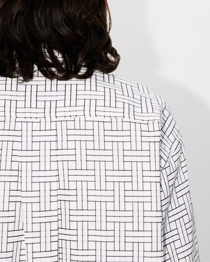 Men 039KENZO Weave039 Oversized Shirt White Kenzo Shirts