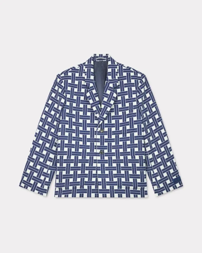 Men 039KENZO Weave039 Tailored Jacket Midnight Blue Kenzo Jackets And Coats