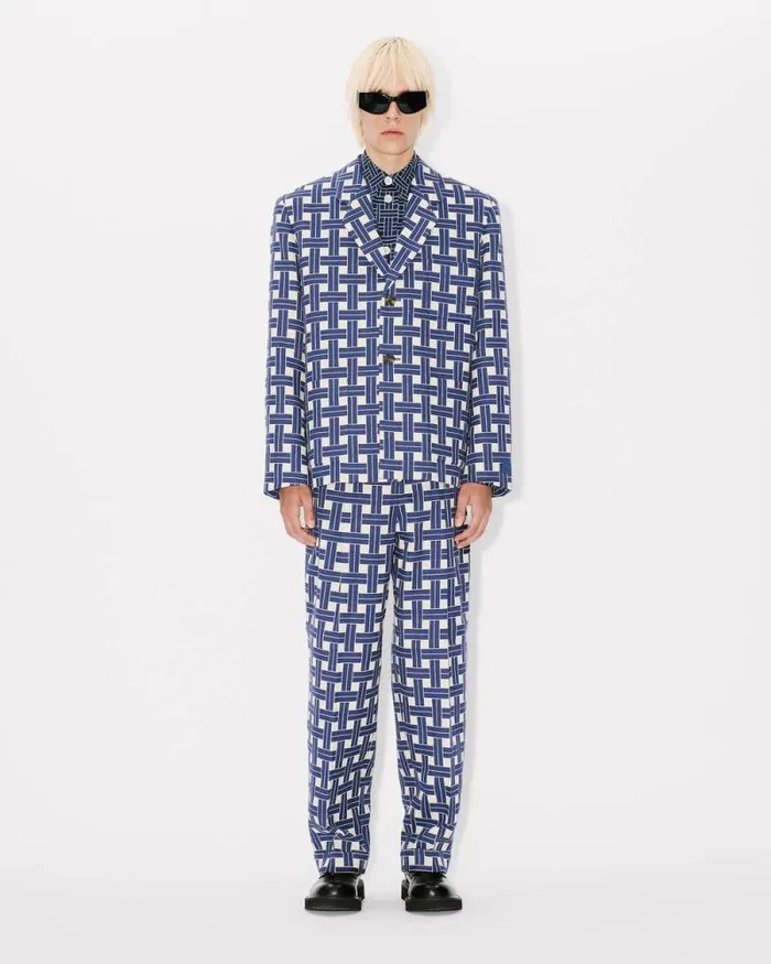Men 039KENZO Weave039 Tailored Jacket Midnight Blue Kenzo Jackets And Coats