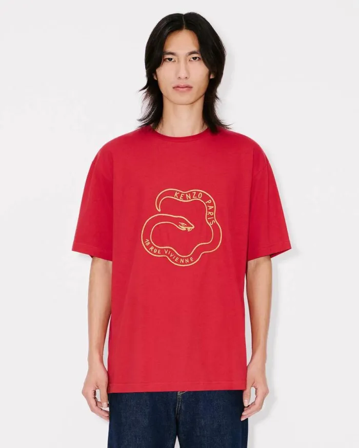 Men 039Lunar New Year039 Embroidered Oversized Tshirt In Cotton Cherry Kenzo Tshirts And Polos