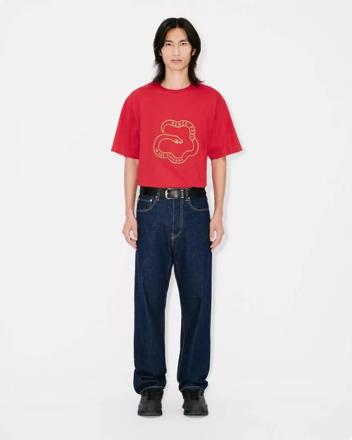 Men 039Lunar New Year039 Embroidered Oversized Tshirt In Cotton Cherry Kenzo Tshirts And Polos