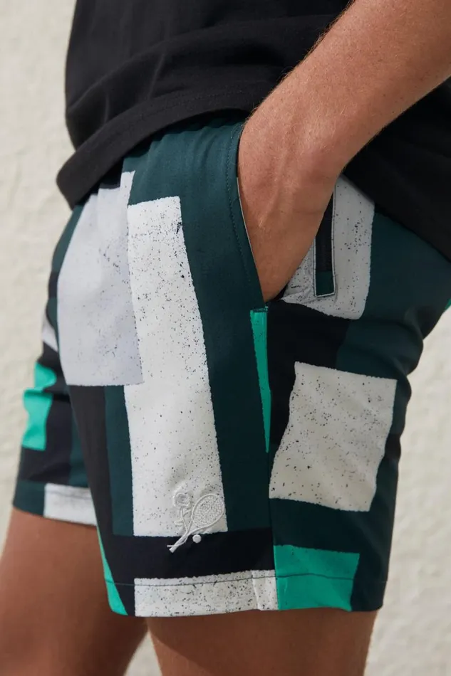 Men Activewear Cotton On Active Kokkinakis Tech Short Pine Grove Holly Green Patchwork