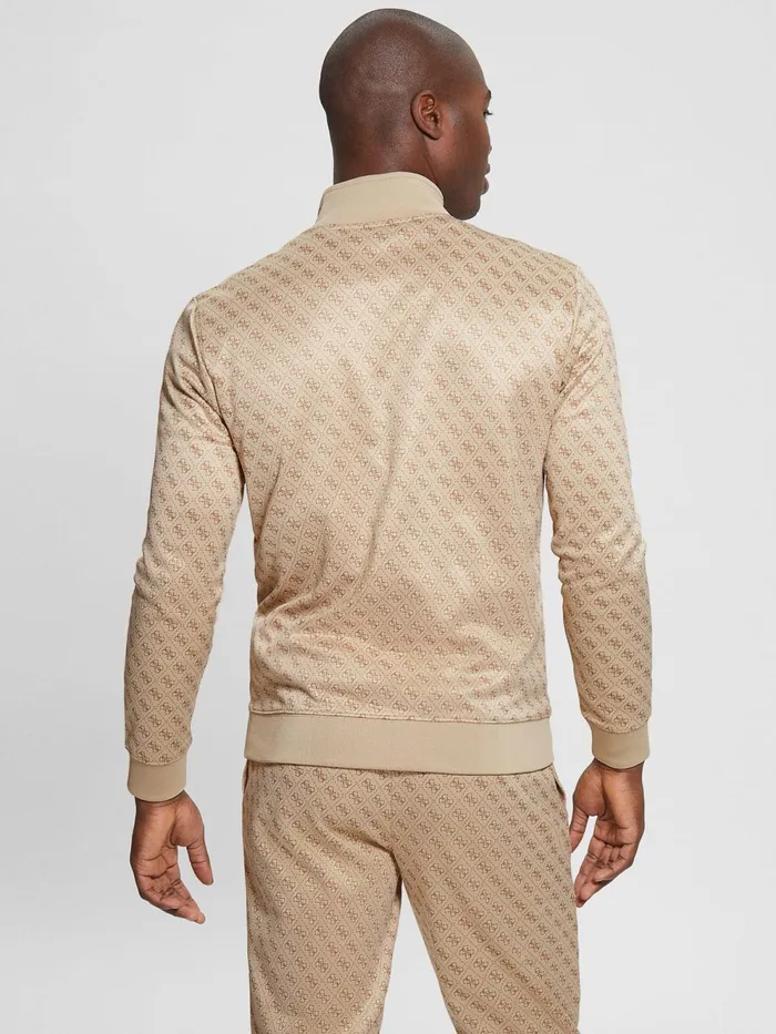 Men Activewear GUESS Eco Beige Logo Korbin Active Jacket