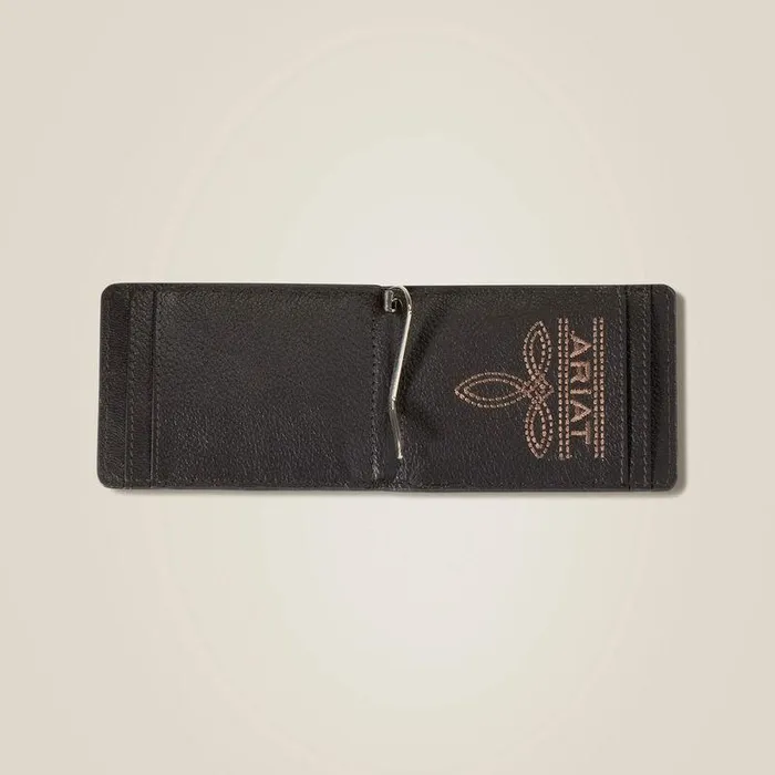 Men Bags and Wallets Ariat Tooled Leather Clip Wallet Brown