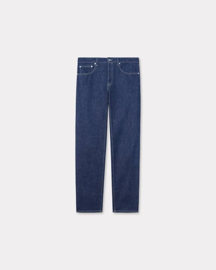Men BARA Slim Stretch Jeans In Japanese Denim Rinse Blue Denim Kenzo Pants And Shorts