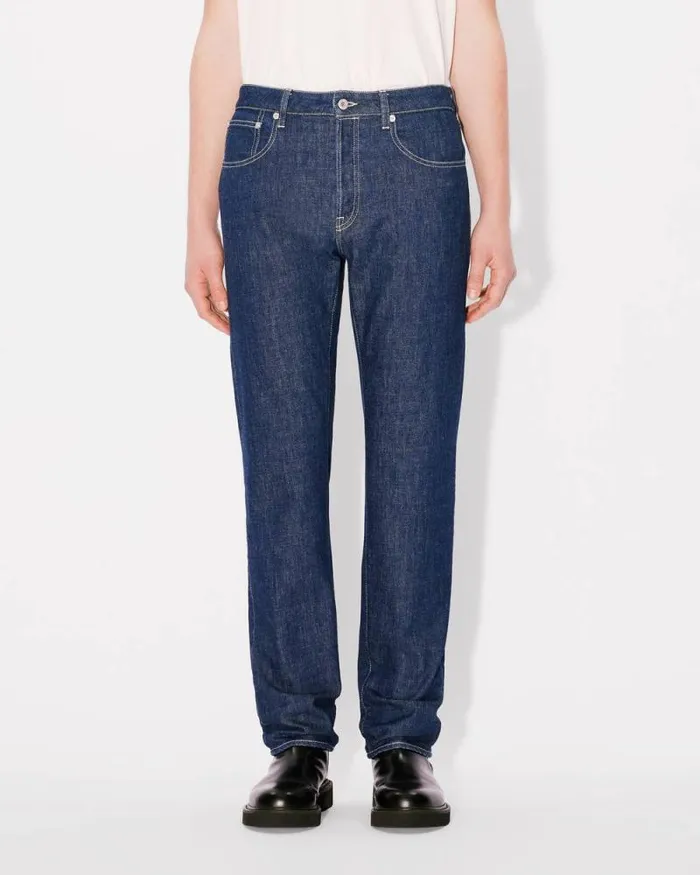 Men BARA Slim Stretch Jeans In Japanese Denim Rinse Blue Denim Kenzo Pants And Shorts