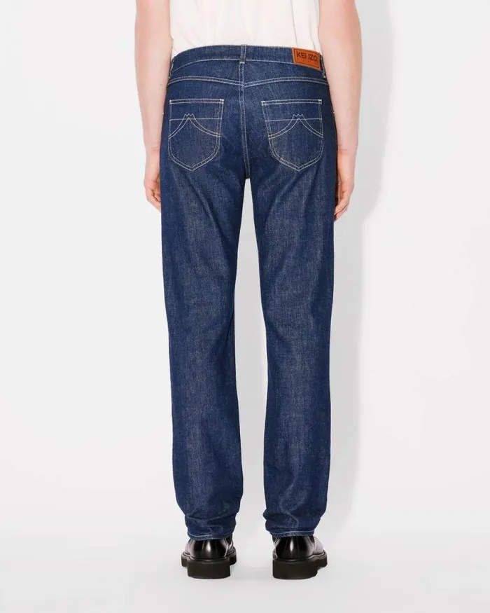 Men BARA Slim Stretch Jeans In Japanese Denim Rinse Blue Denim Kenzo Pants And Shorts