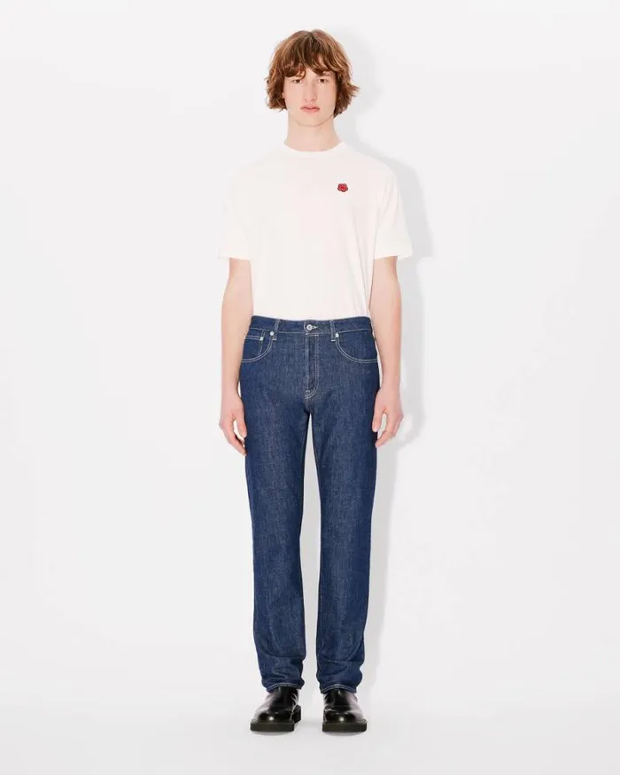 Men BARA Slim Stretch Jeans In Japanese Denim Rinse Blue Denim Kenzo Pants And Shorts
