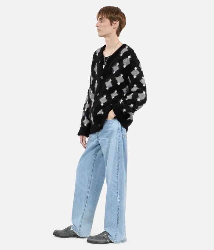 Men Black And Grey Diamond Cardigan THE KOOPLES Sweaters