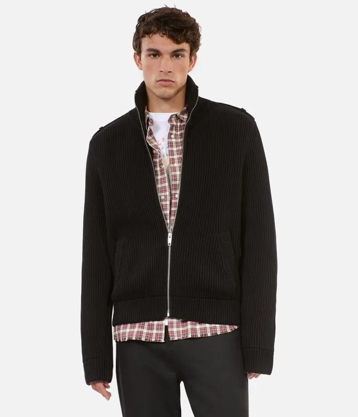 Men Black Cotton Cardigan THE KOOPLES Sweaters
