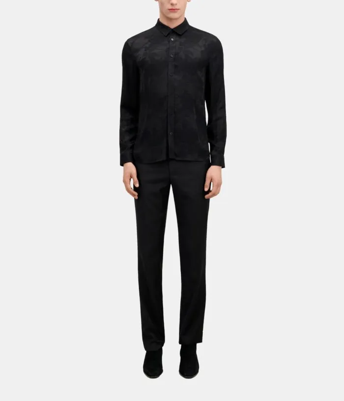 Men Black Floral Jacquard Shirt THE KOOPLES Shirts