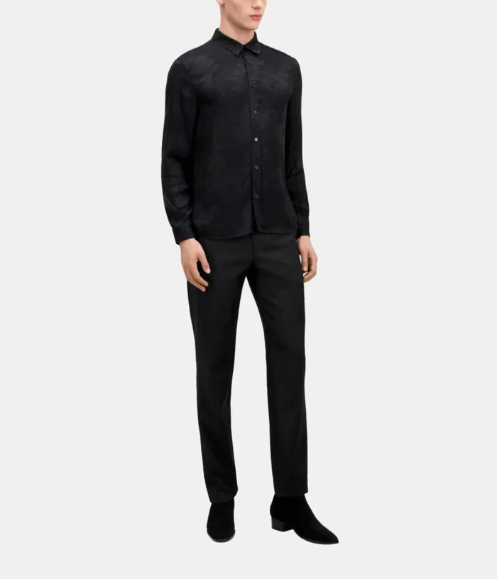 Men Black Floral Jacquard Shirt THE KOOPLES Shirts