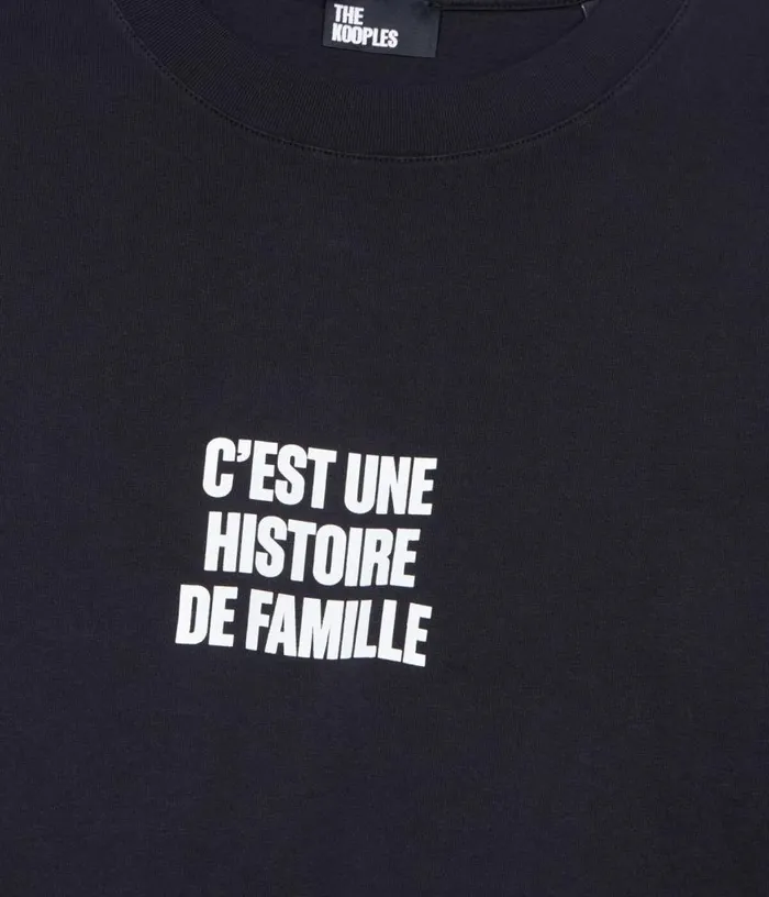 Men Black Histoire De Famille Serigraphy Tshirt THE KOOPLES Tshirts
